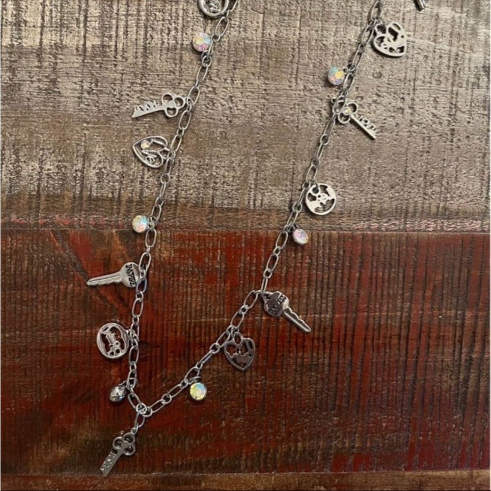 NWT Charter Club SILVER-TONE & Crystal 36” CHARM NECKLACE Holiday Lane!